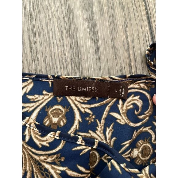 EUC The Limited Women's Top Baroque Pattern Navy/Gold - Picture 3 of 5